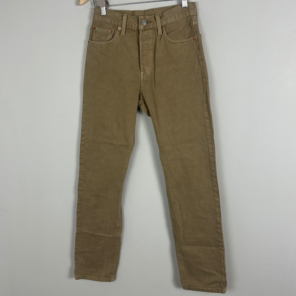 Levis 501 Jeans Tan Button Fly Womens Size 26 x 29 Straight Leg 90s Minimalist